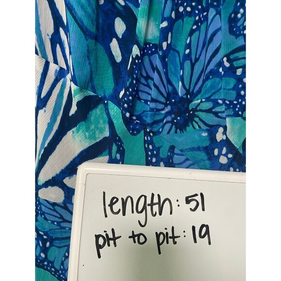 Vintage Evan Picone Women's Y2K Blue Floral Butterfly Dress Size 16 - Picture 9 of 9